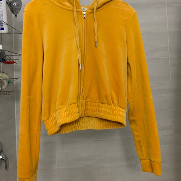 Velvet cropped hoodie - Picture 2 of 6